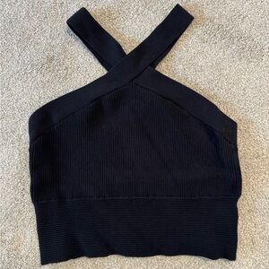 NEW Abercrombie & Fitch Black Cross-Strap Sweater Tank Top